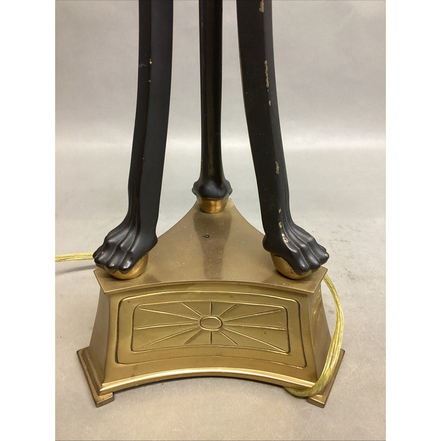 Vintage Neoclassical Brass Lions Heads And Claws Heavy Lamp - No Lampshade