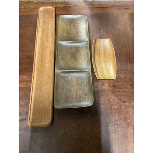 Set of 3 Different Sized Wooden Serving Trays/Bowl