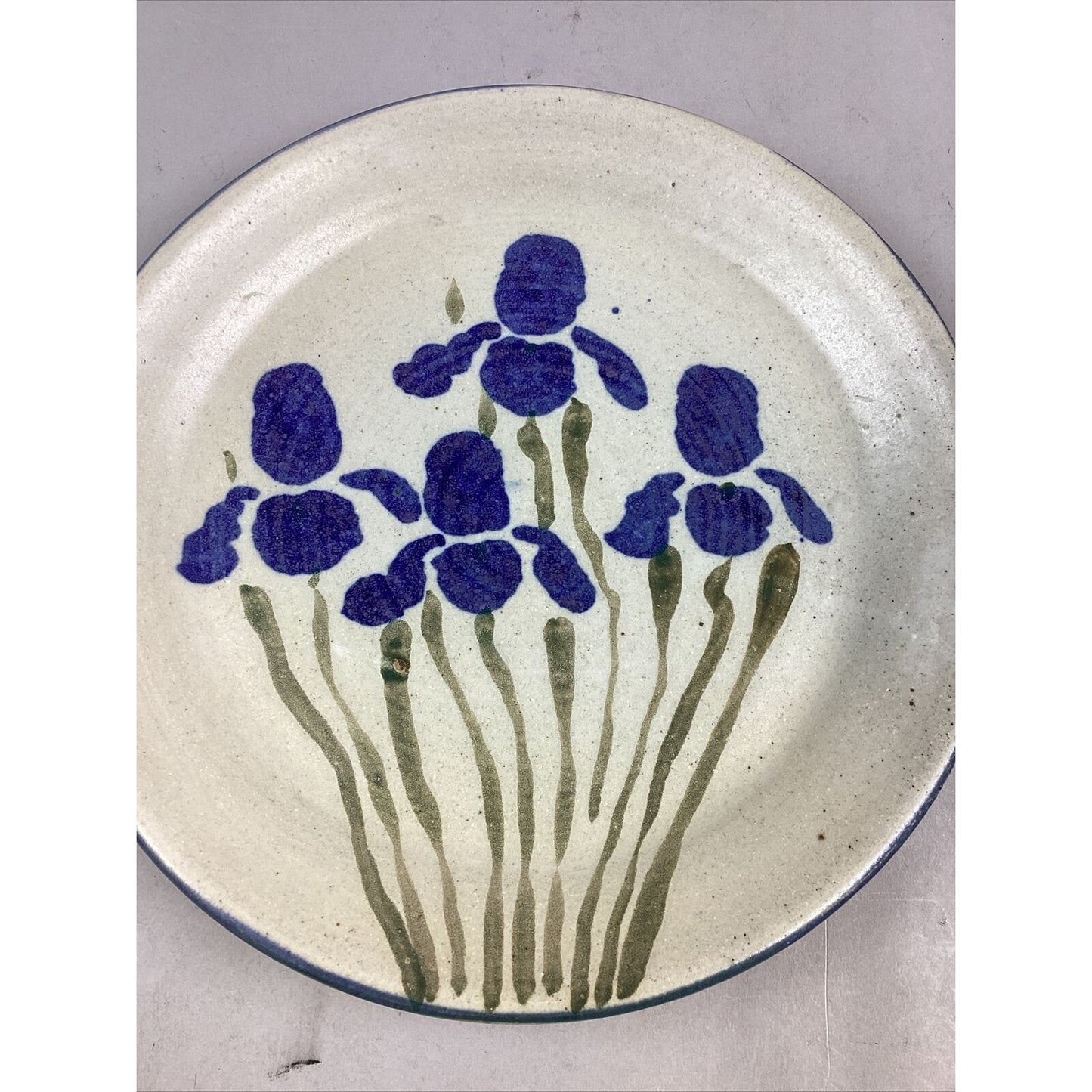 Set Of 3 Handmade Art Pottery Floral Bowl And 2 Plates