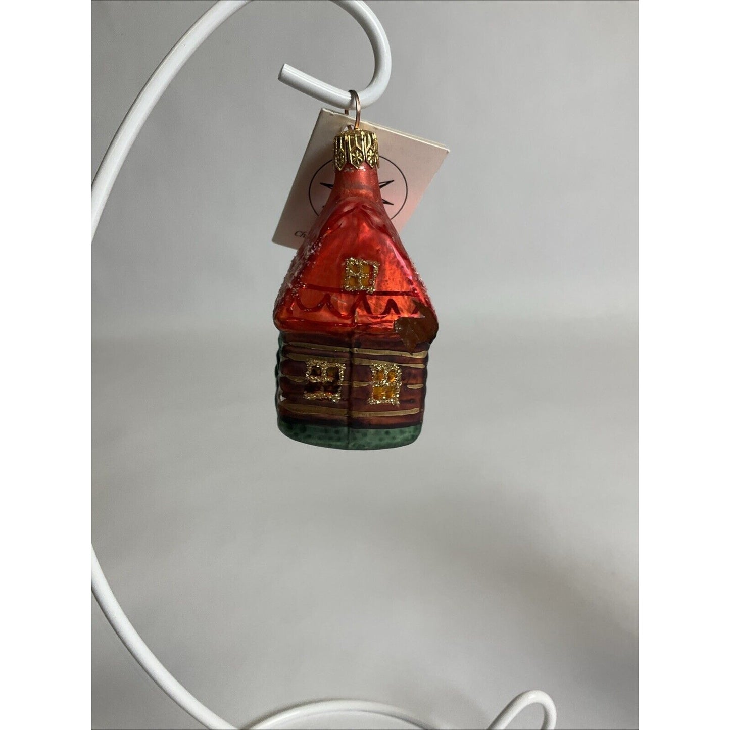 Christopher Radko Tropical Pelican Pete + Christmas Cabin Ornament / Damaged