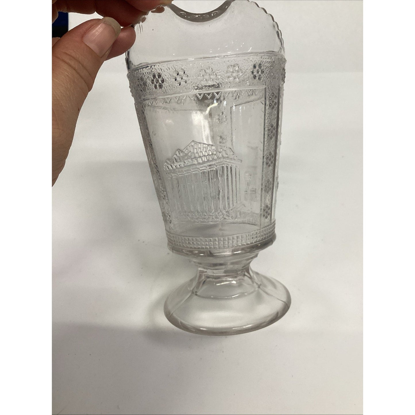 2 Antique Victorian 1880s Adams & Co. EAPG “Egyptian” Pattern Glass Pitcher – 6”