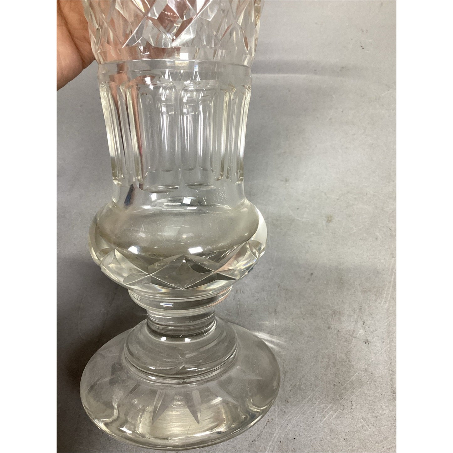 Vintage Unique Fluted Glass Vase - 8.25”H