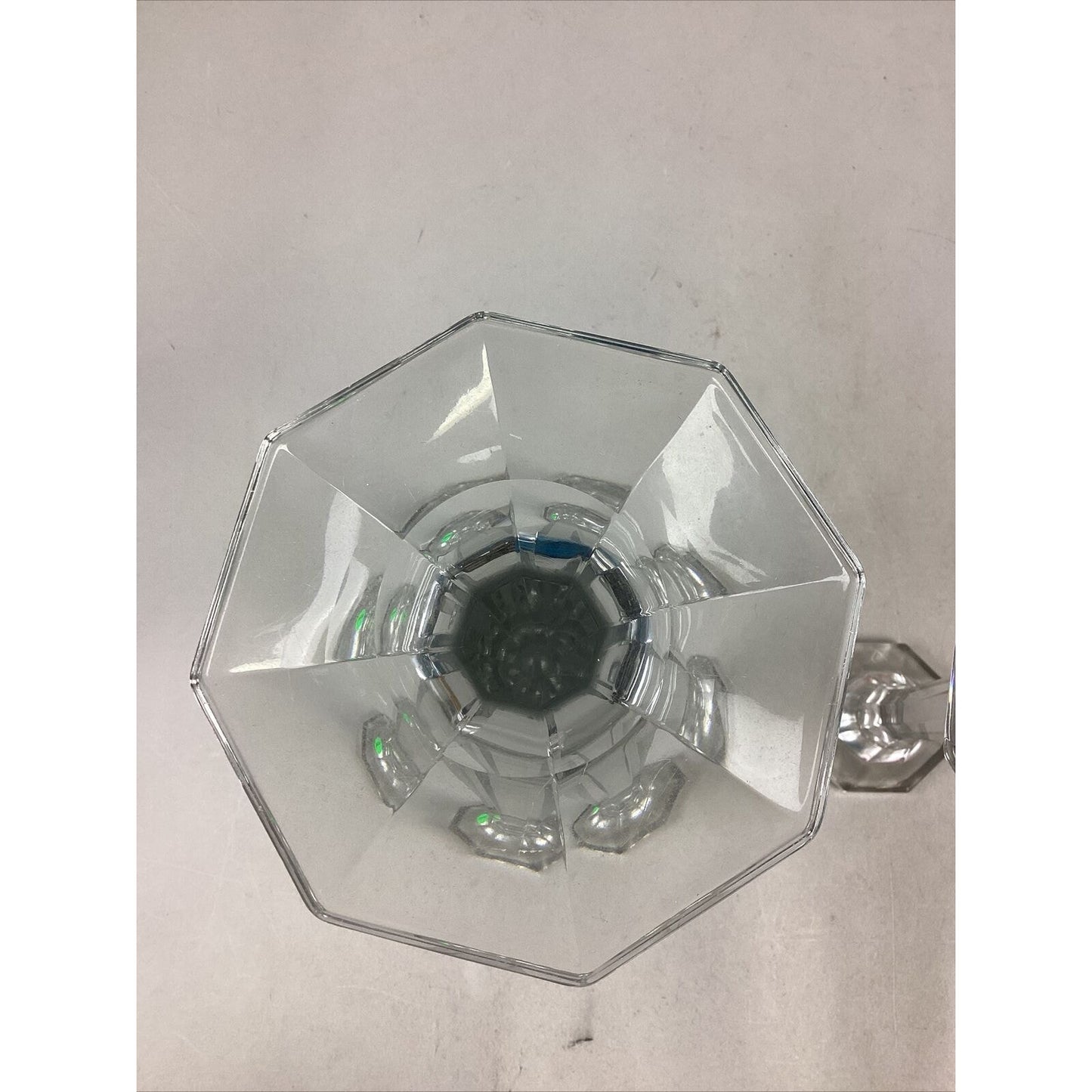 2 Large Clear Glass Vases With Octagonal Bases - 11.25”H