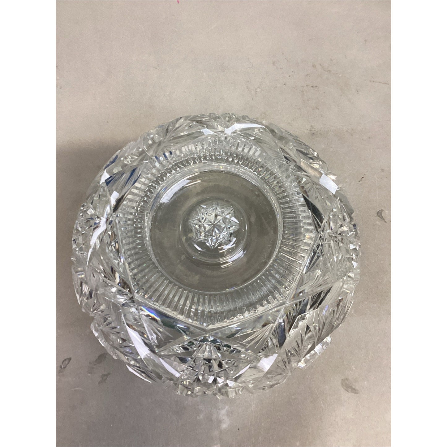 Vintage Large Heavy Cut Glass Bowl - 6”Hx9”D