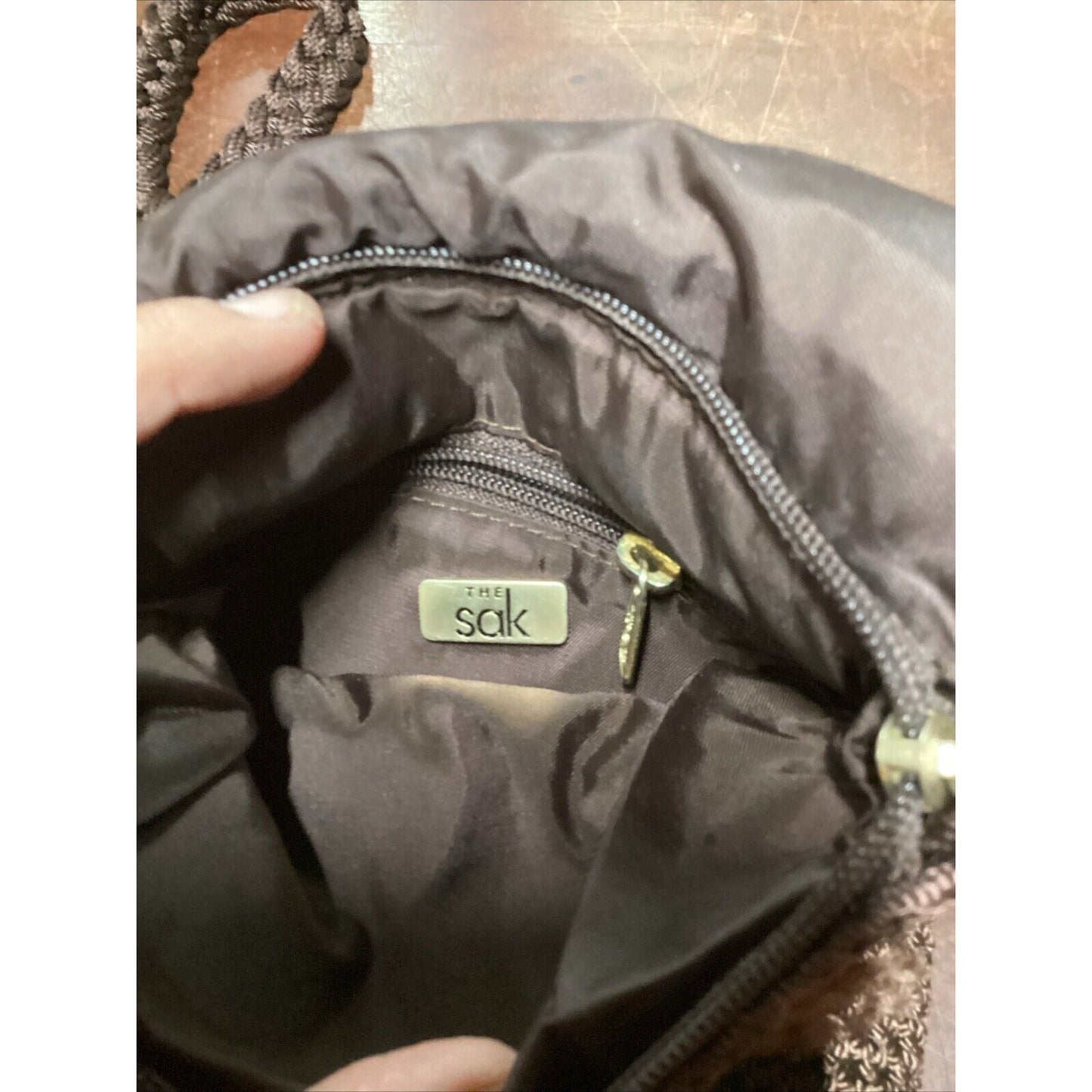 THE SAK Brown Crochet Crossbody Bag Purse