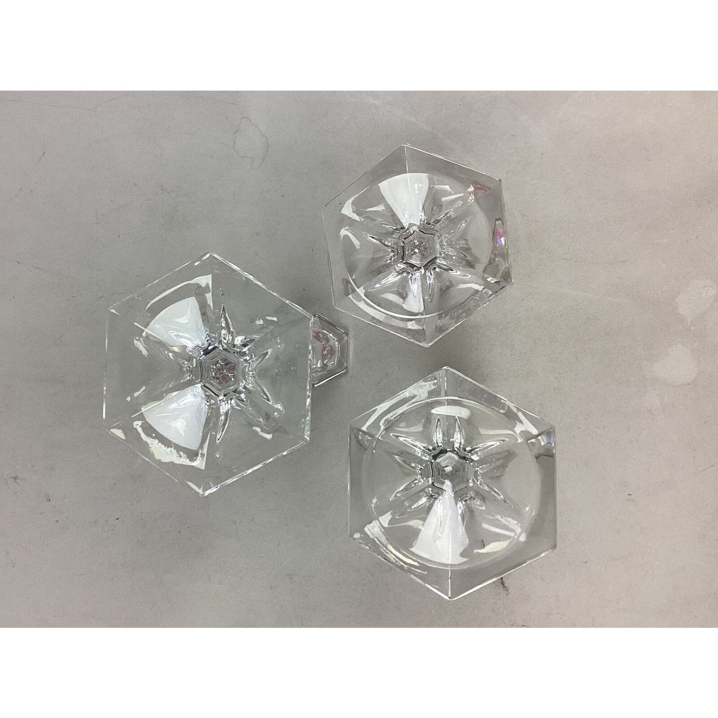 Set of 3 Glass Candlestick Holders