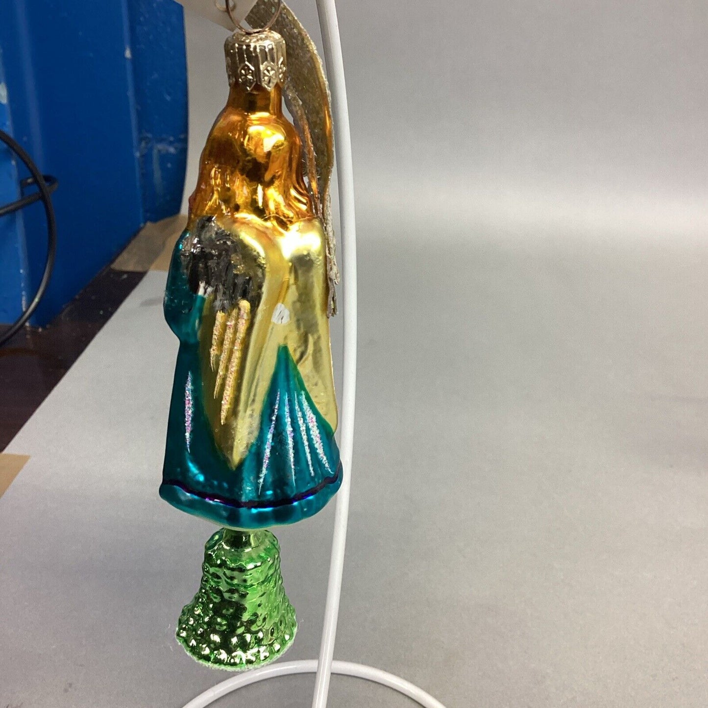 6 Vintage Christmas Ornaments - Angel, Nativity, Gold Balls, Champagne