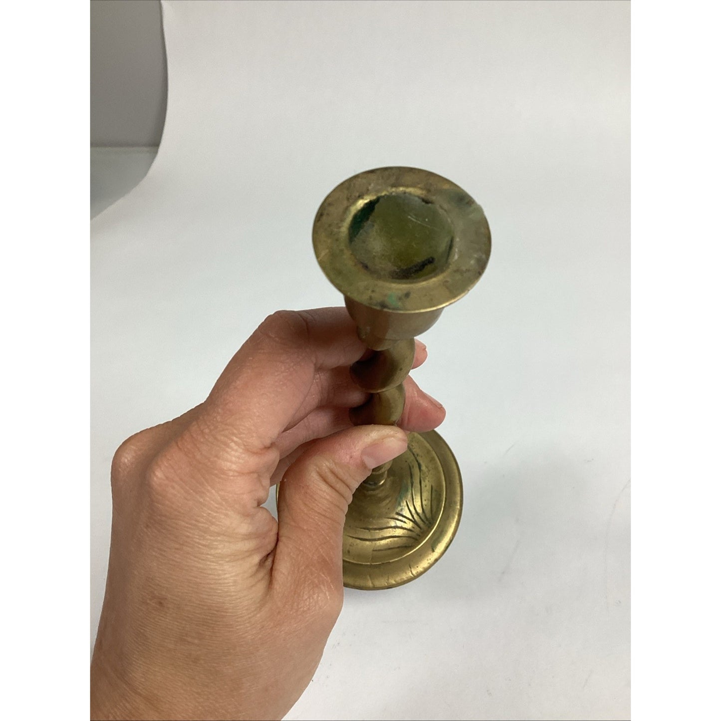 Set Of 2 Brass Spiral Twist Taper Candle Holders - 7”H