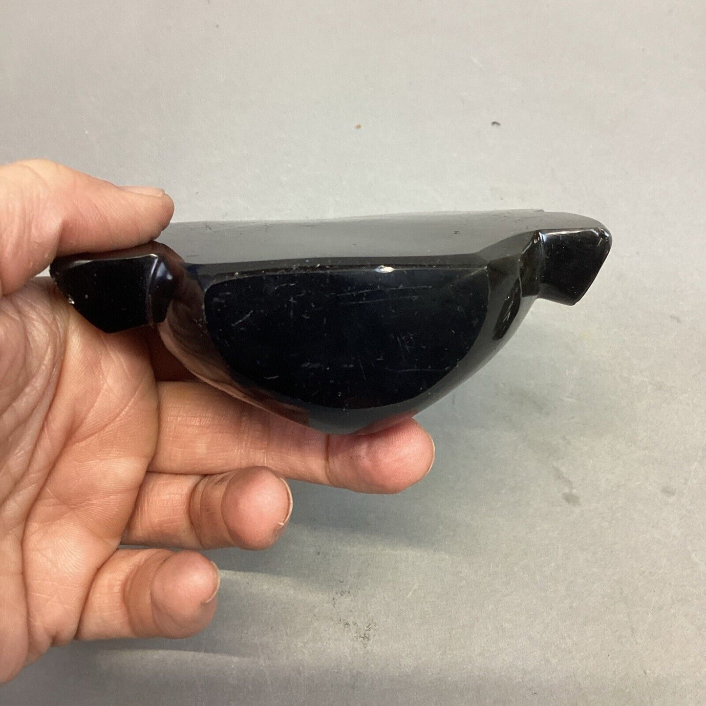 Set Of 3 Obsidian Black Onyx Figurines - Sea Turtle, Head & Frog/Toad