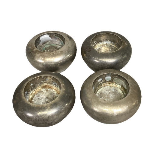 Set Of 4 Silver Plated Candle Holders - 1.75”Hx2.75”D