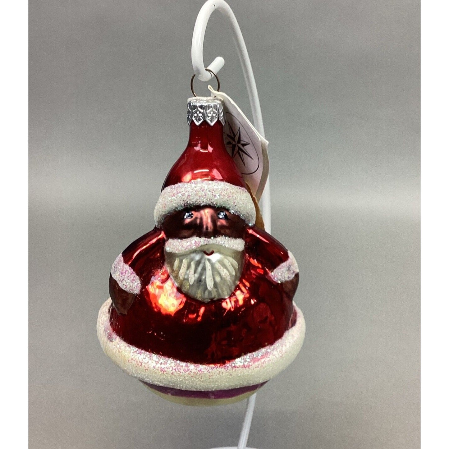 Radko HERITAGE African American SANTA Roly Poly Ornament 90-072-0 - Damaged