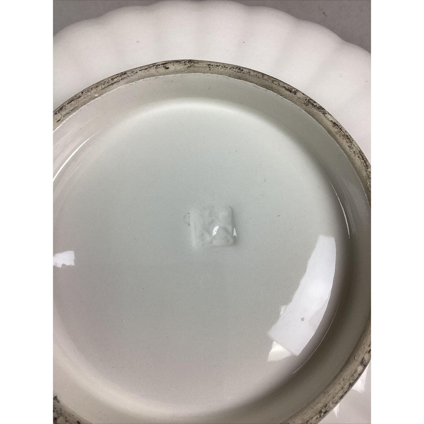 White Round Scalloped Serving Bowl - 2.5”Hx9 3/4”D