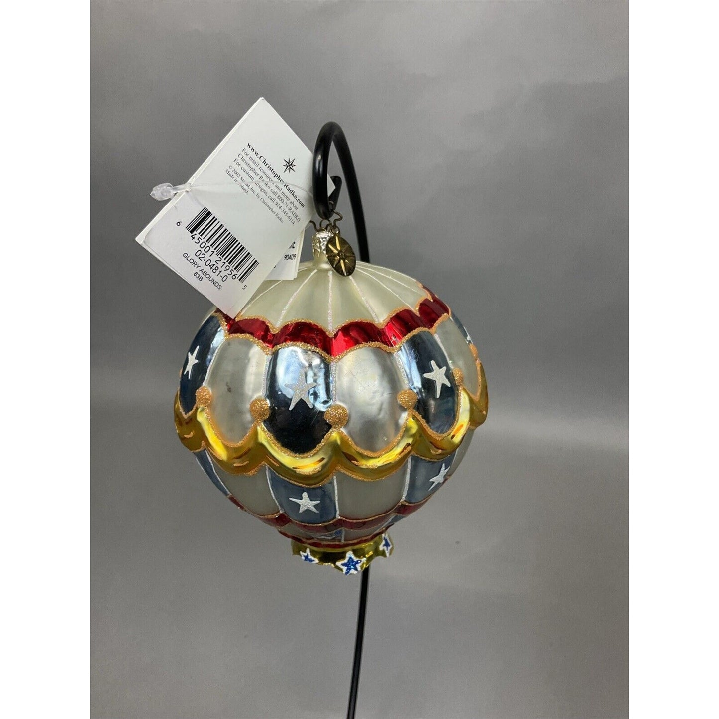 Radko Glory Abounds + Candy Striped Balloon Christmas Ornament / Damaged