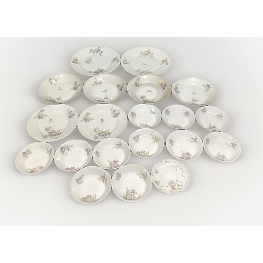 Set of 20 Limoges France Lavender Floral Plates/Bowls/Saucers