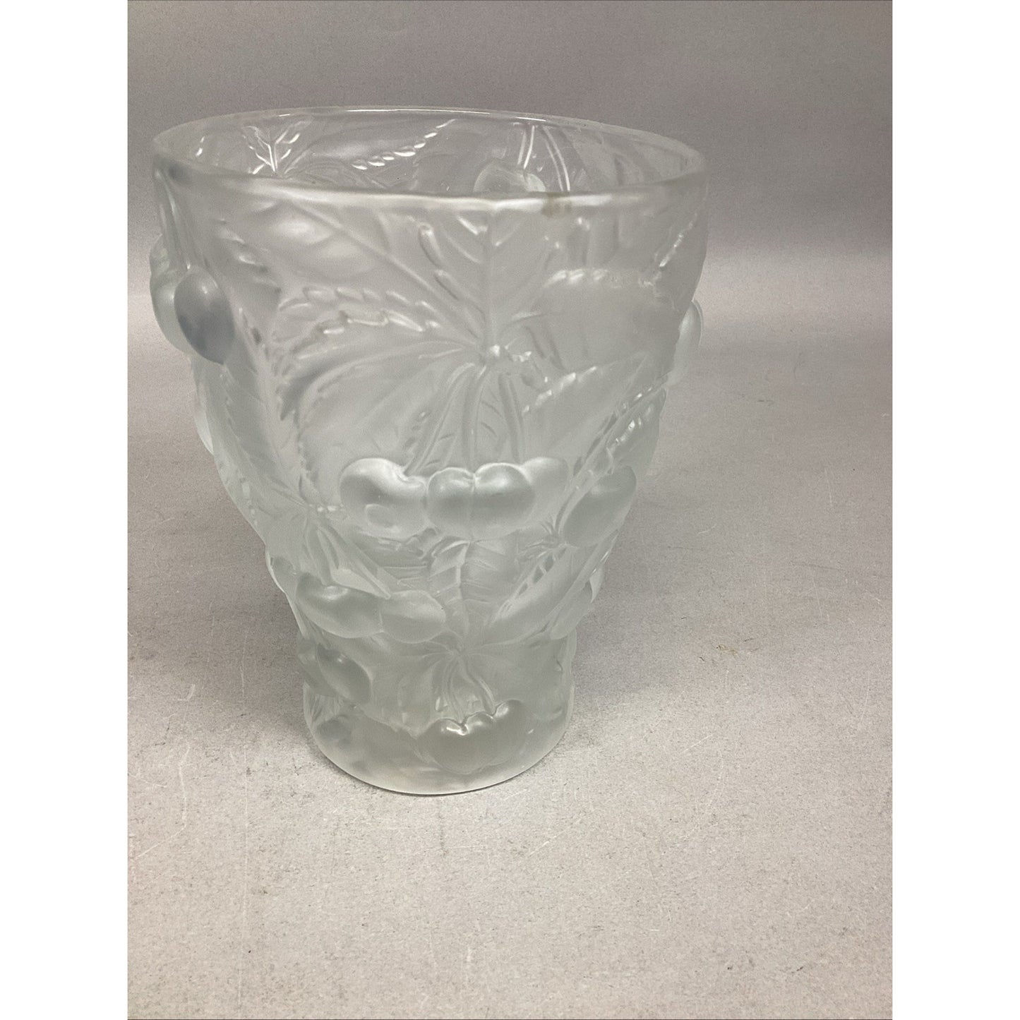 1930's Josef Inwald Barolac Vase Satin Glass Allover Cherry Design 7"Hx5.25”D