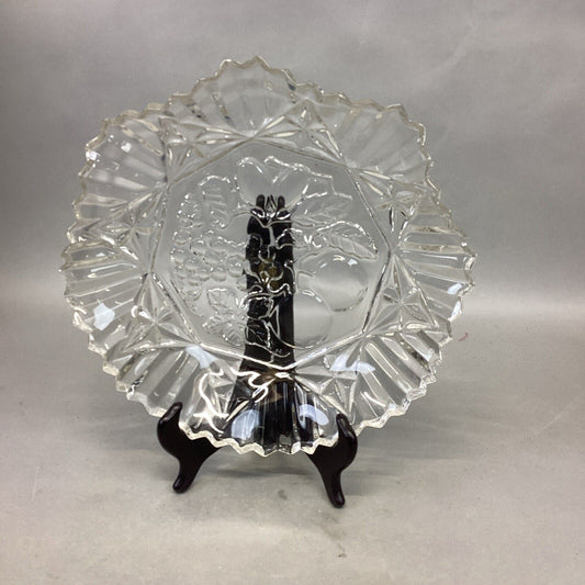 Vintage Federal Glass Pioneer Pattern Serving Bowl Clear Fruit Pressed Glass 10”