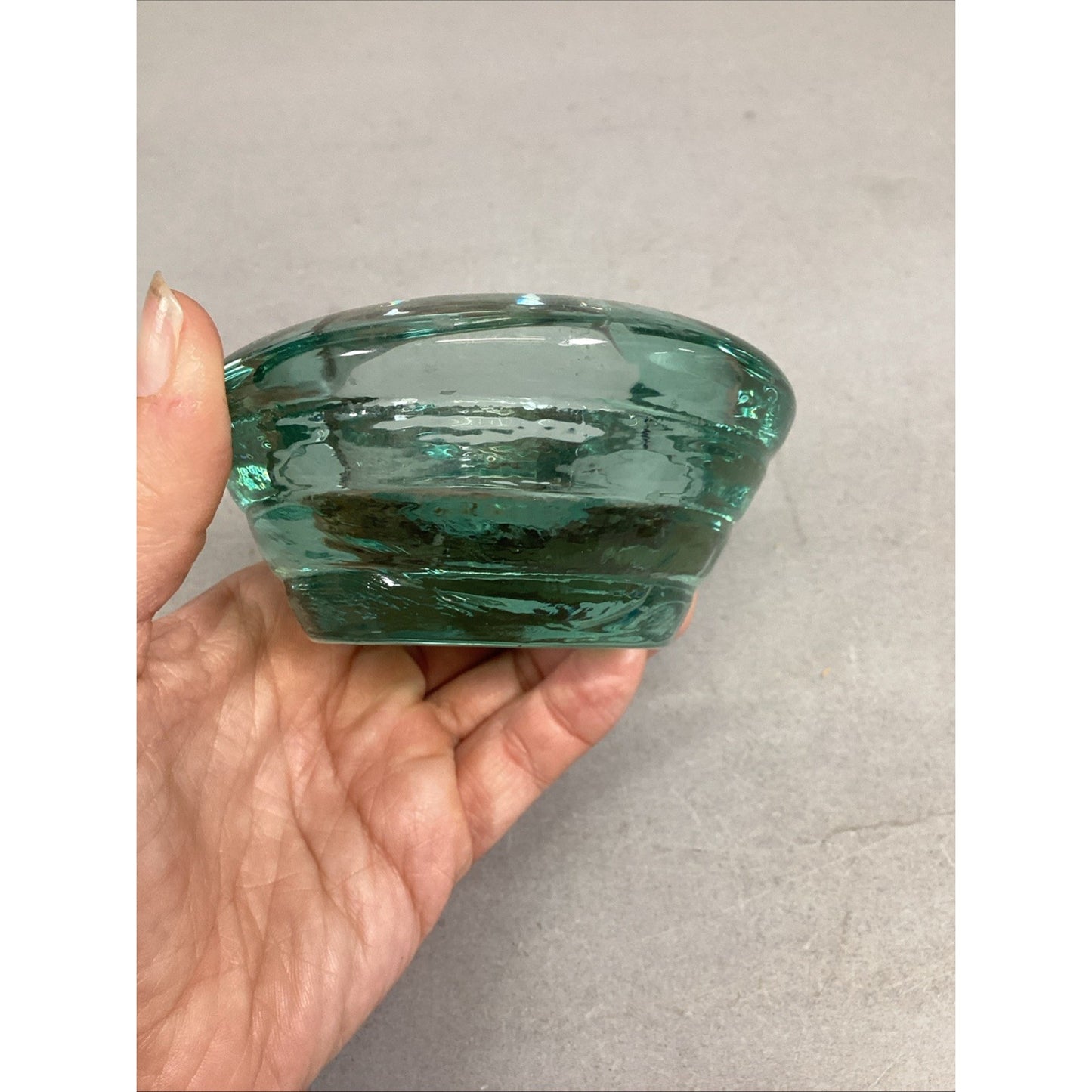 Vintage Mint Green Glass Bowl Trinket Dish Ashtray