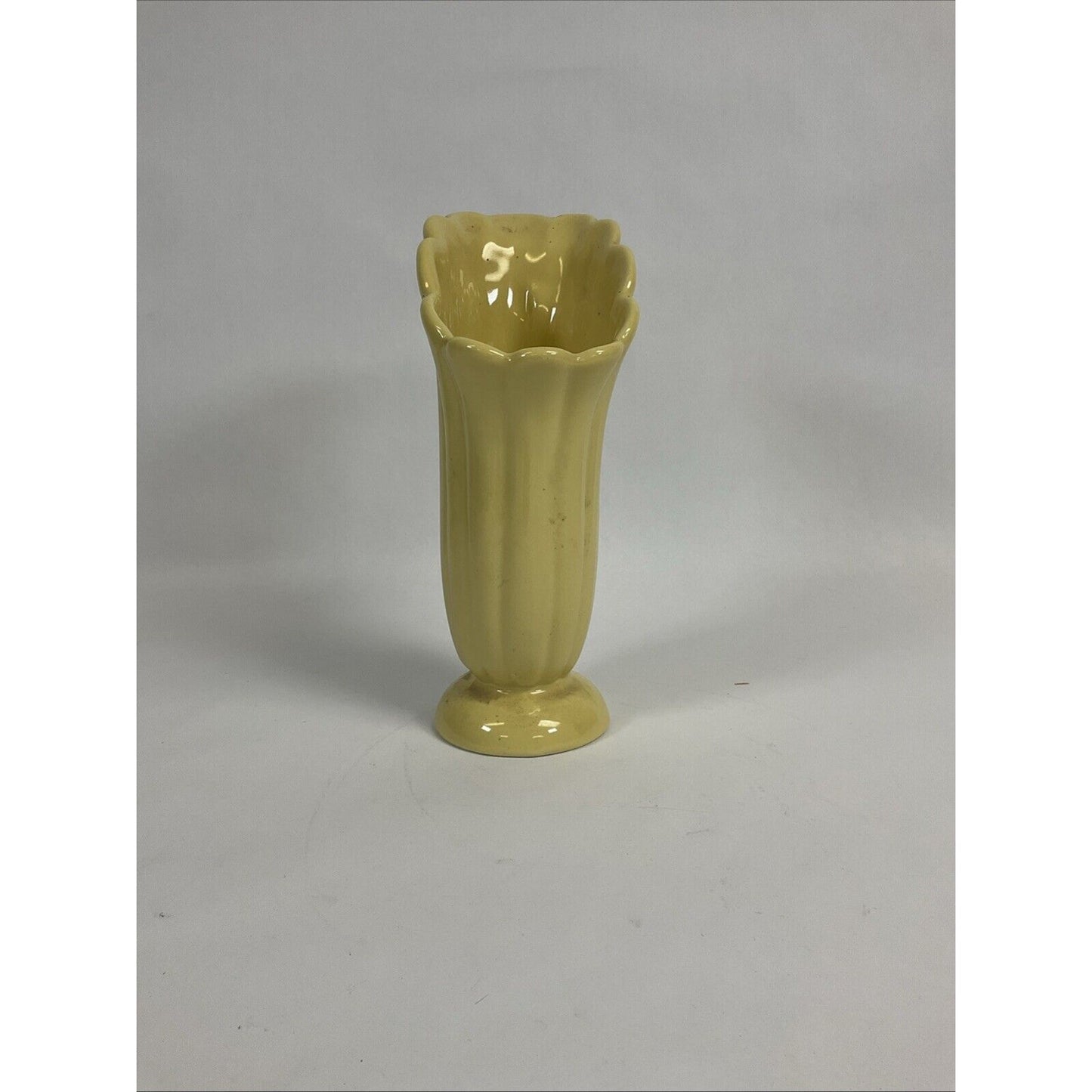 Vintage Art Deco Abingdon Pottery Tall Yellow Vase Made in USA 11”