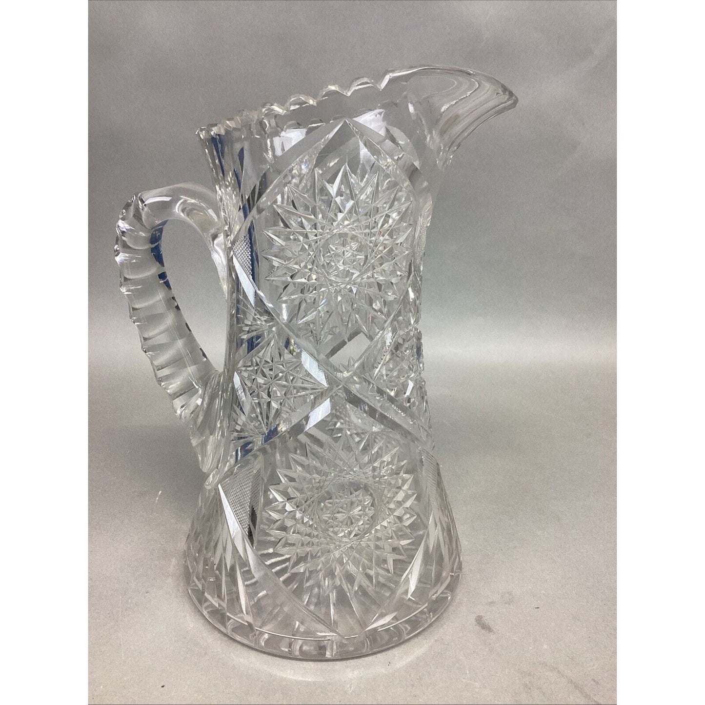 Vintage Decorative American Cut Glass Pitcher - 10”