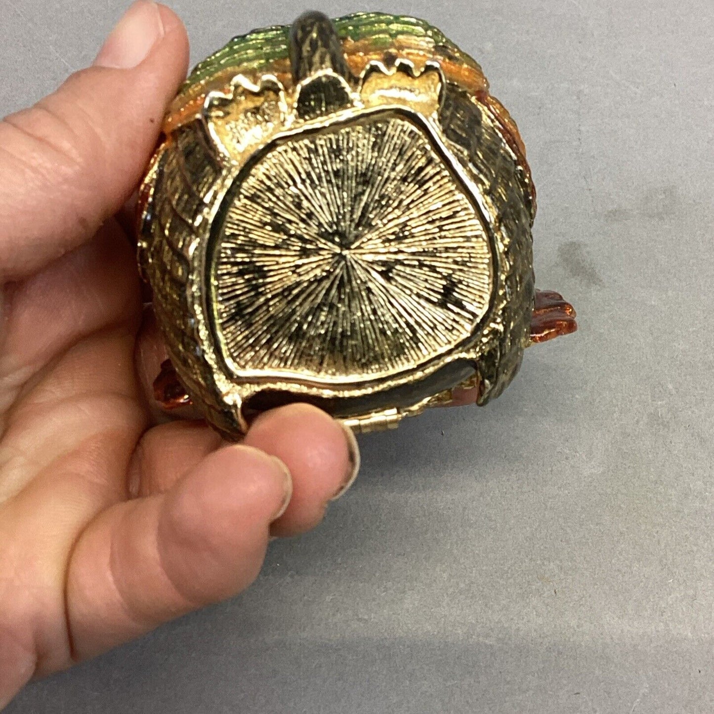 Miniature Turkey Trinket Box - Hand Painted Enamel - With Swarowski Crystals