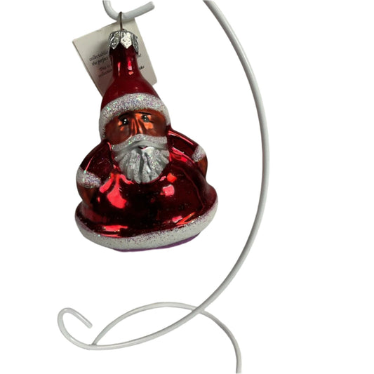 Christopher Radko Roly Poly Santa Glass Christmas Ornament