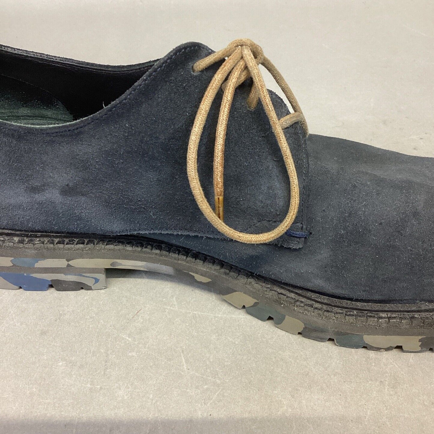 Sergio Rossie Blue Suede Oxford Shoes With Blue Camo Bottoms #4620 - 9