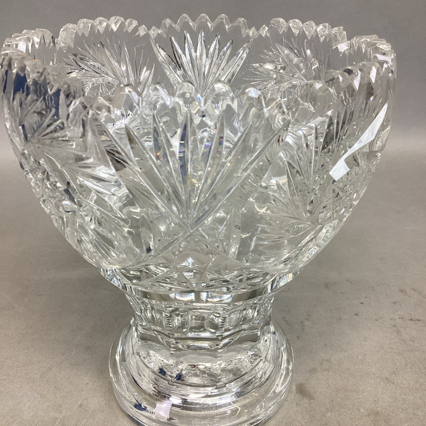 Vintage Cut Glass Centerpiece Or Candy Dish - 7”H