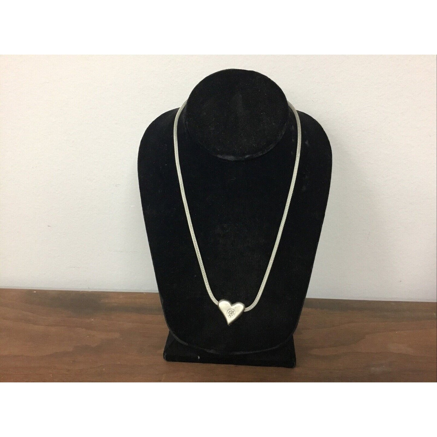 Chunky Silver Tone Open Heart Pendant Necklace