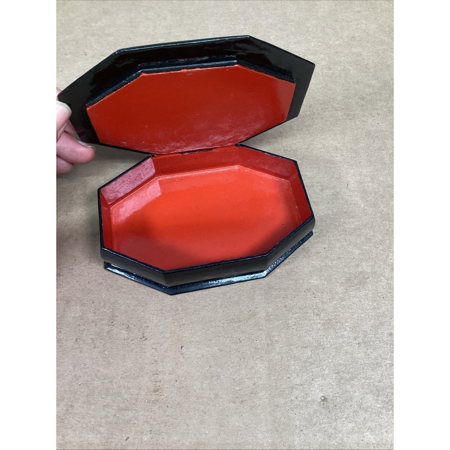 Lot of 2 Russian Wooden Lacquer Trinket Box And Tray