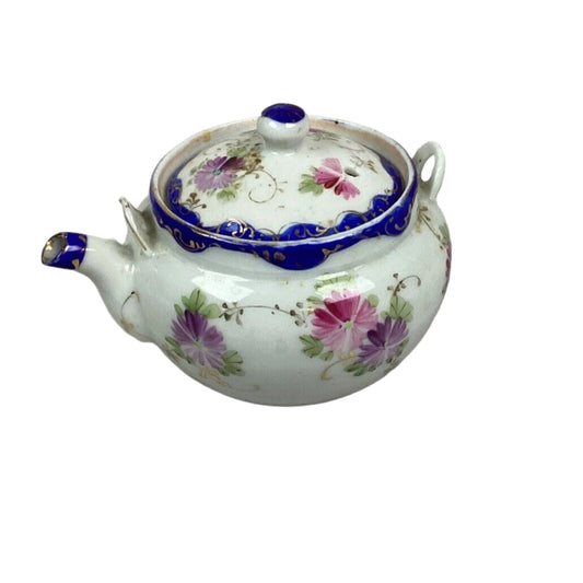Vintage Porcelain Hand Painted Floral Teapot - 3”Hx4”L