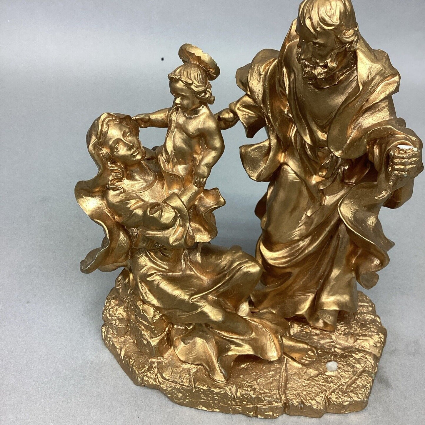 Holy Family In Gold Statue Figurine - 6.5”Hx5”L