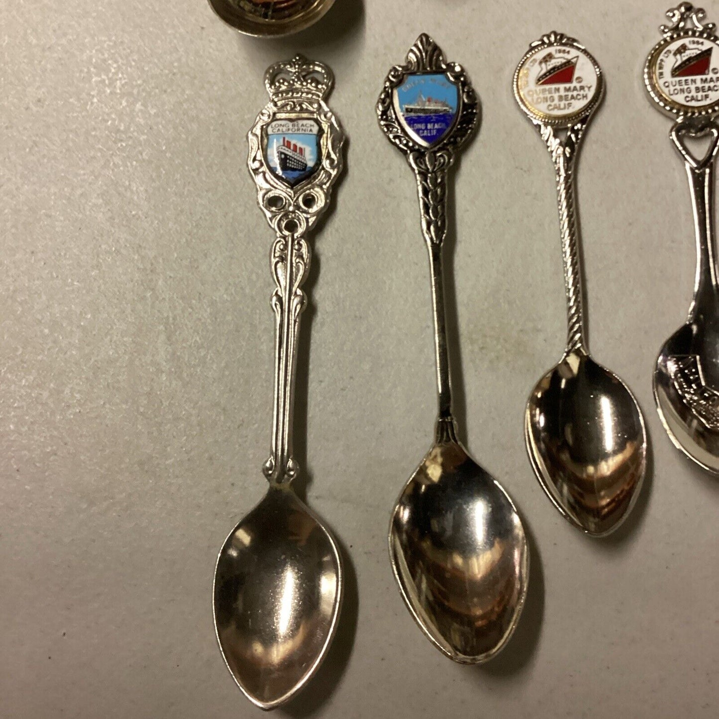 Queen Mary Lot Of 8 Souvenir Ship Spoons