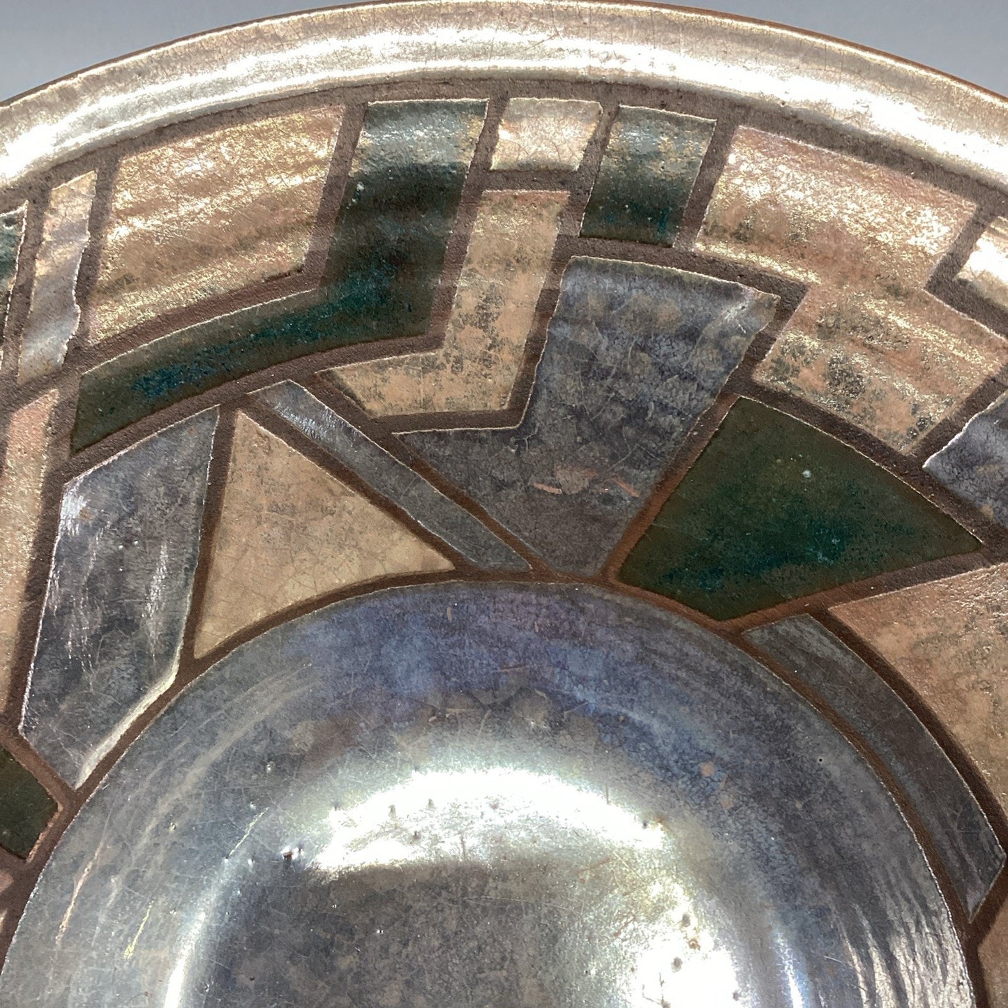 Handmade Pottery Large Geometric Shape Salad Or Fruit Bowl - 13”D