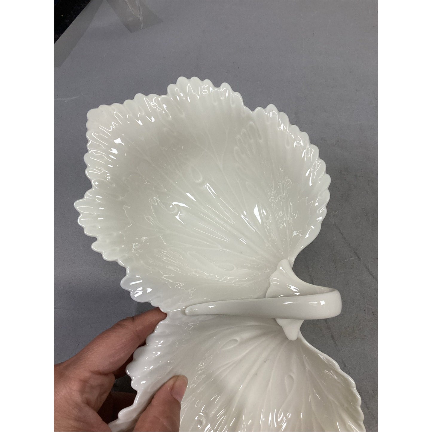 Vintage Lenox Double Leaf & Ivory China Oval Shaped Serving Candy/Nut Dishes