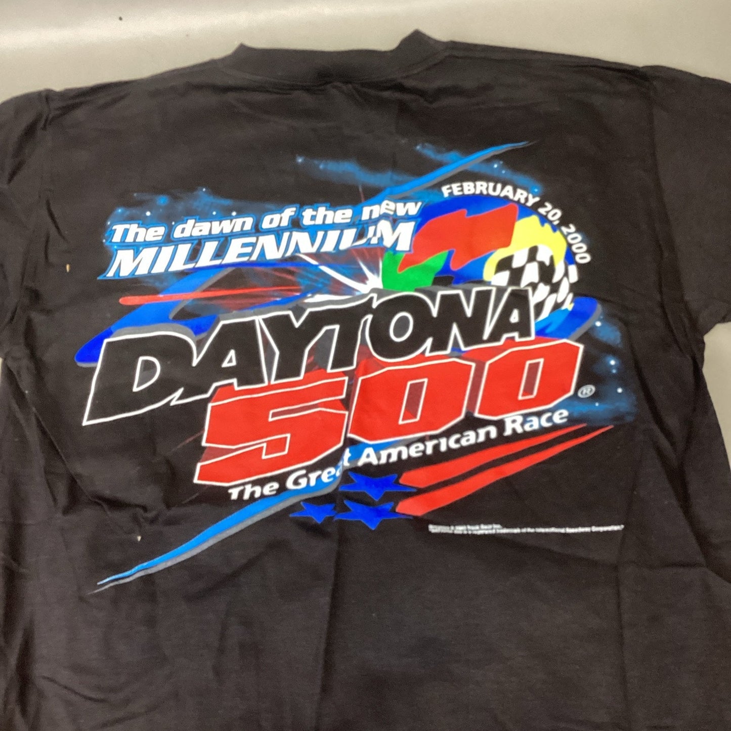 Vintage Mens Large Daytona 500 NASCAR February 2000 Double-Sided Graphic T-shirt