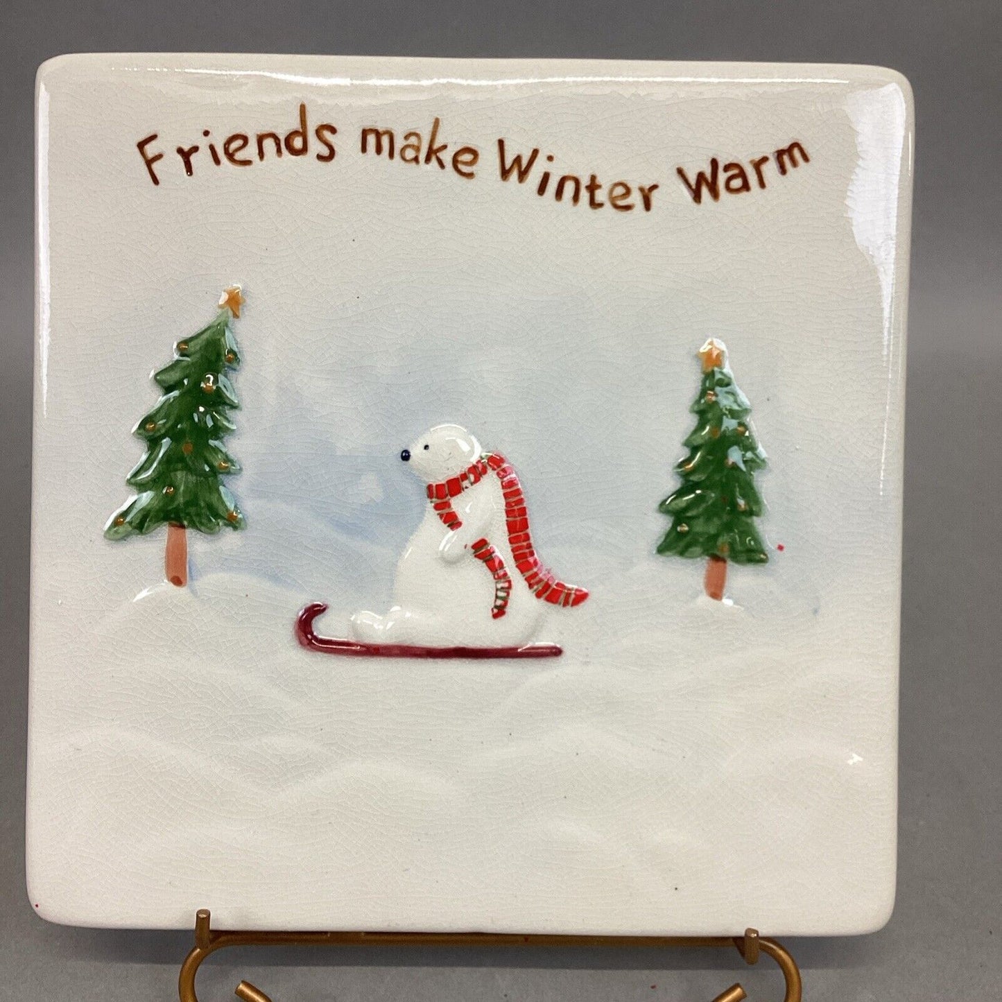 Polar Bear On Sled Hot Plate, Charles Dickens Christmas Sign & Gingerbread Ornam