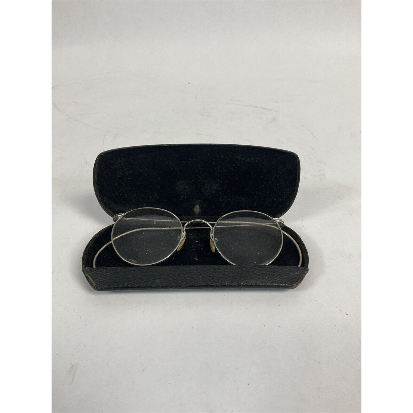 Antique Lloyd Eyeglasses Glasses Frames Round Spectacles With Hard Case
