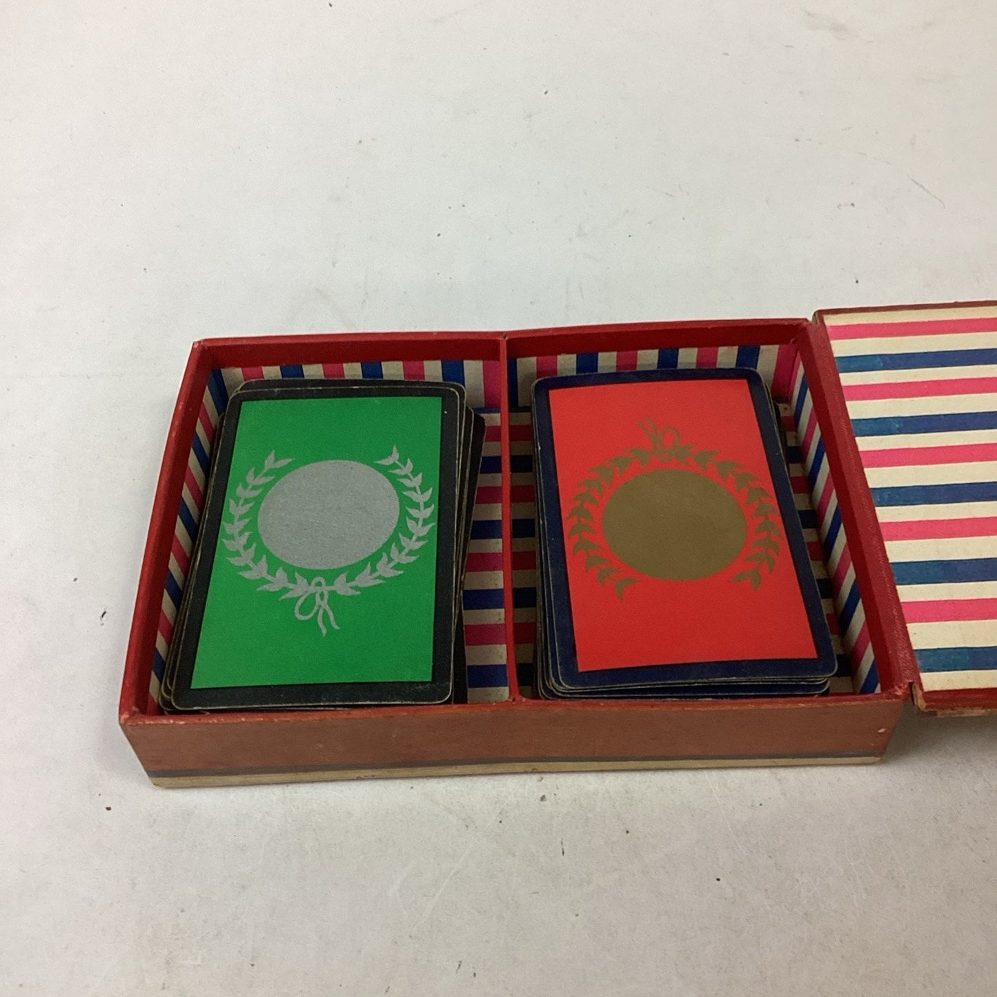 Set Of 3 Vintage Playing Cards In A George Washington Card Holder Box (France)
