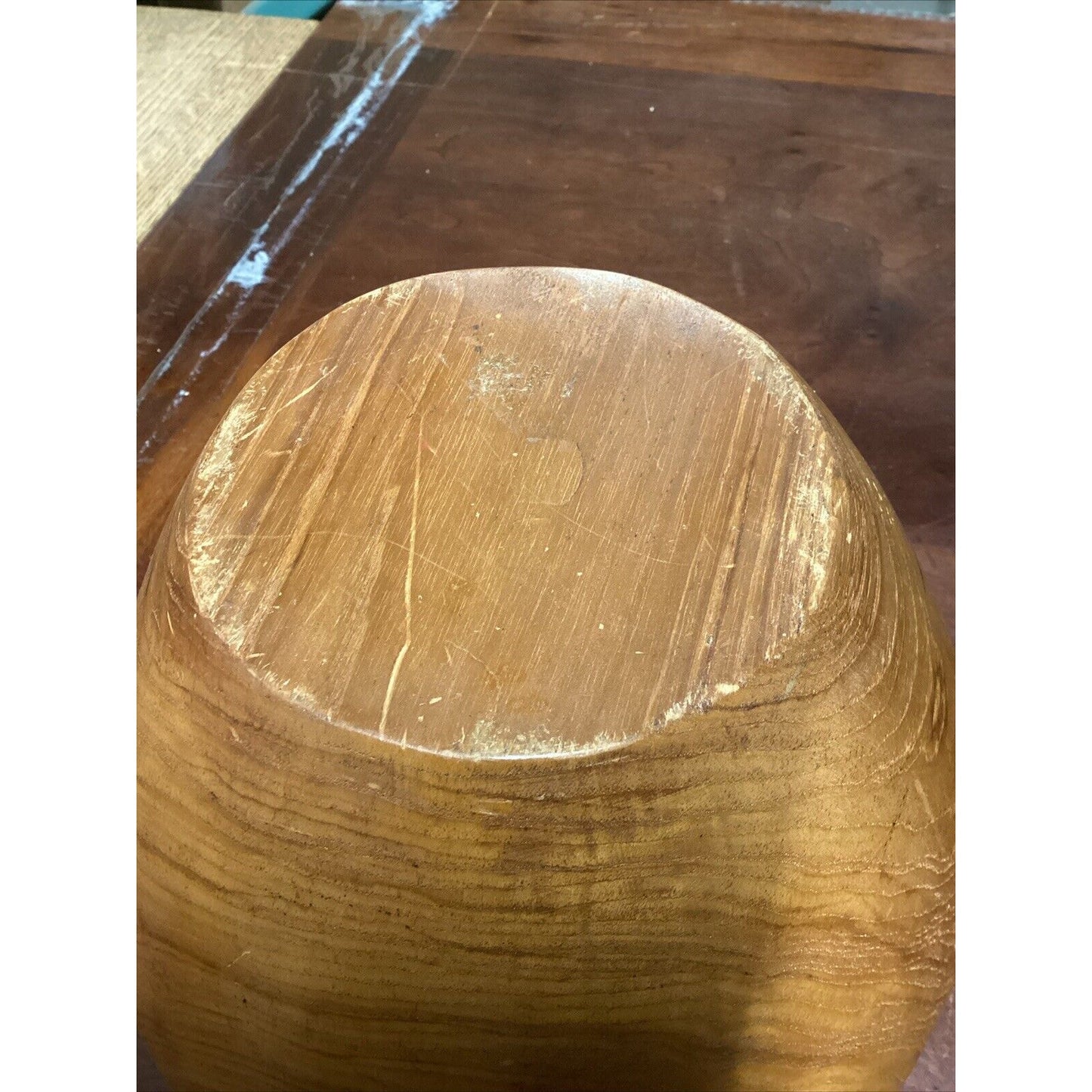 Set Of 2 Vintage Wooden Serving Salad Bowls - Medium & Large