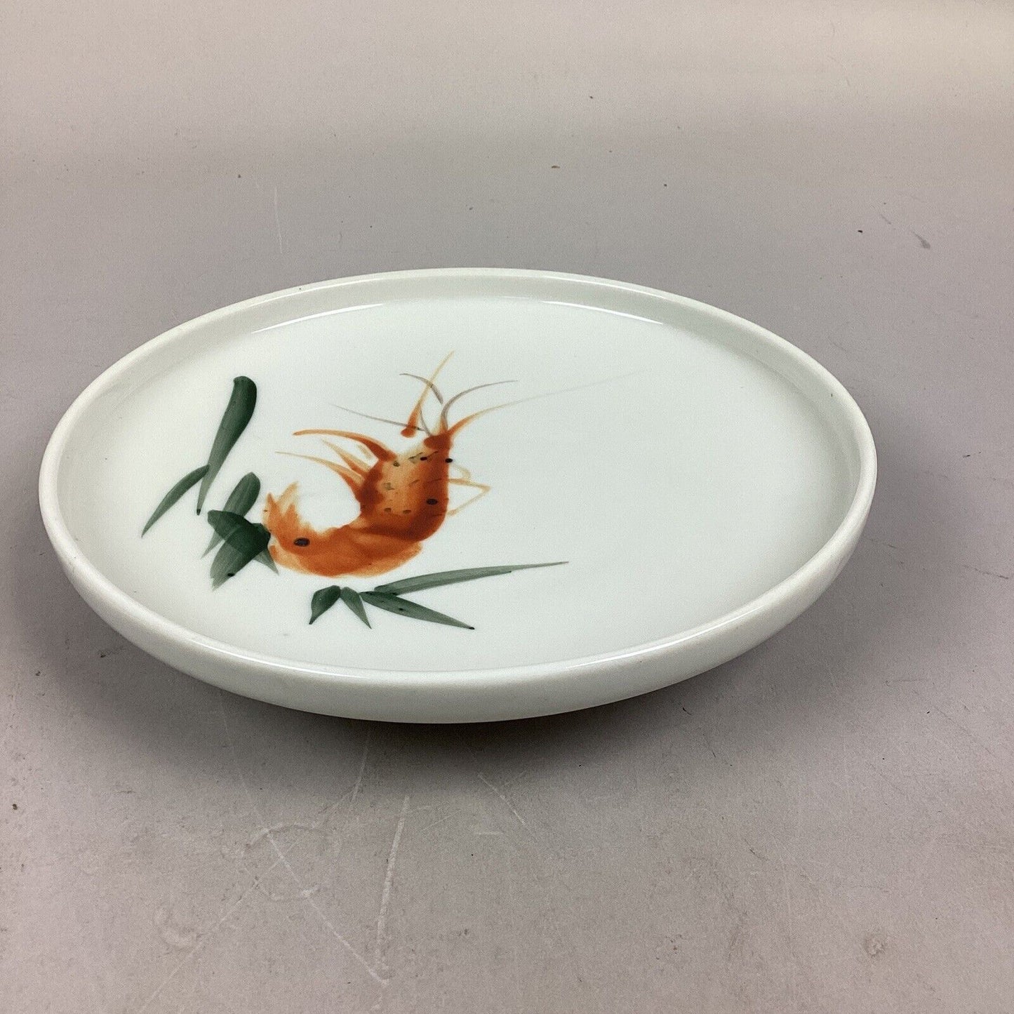 Vintage Raised Japanese Shrimp Plate 8.5"x1.75"