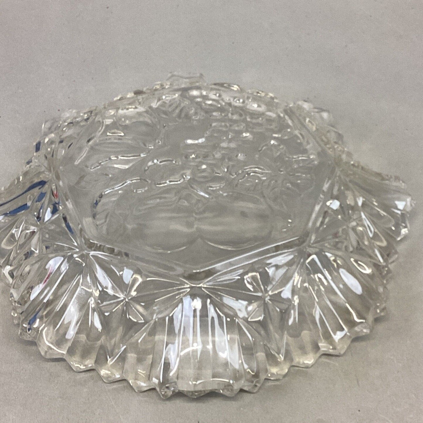 Vintage Federal Glass Pioneer Pattern Serving Bowl Clear Fruit Pressed Glass 10”