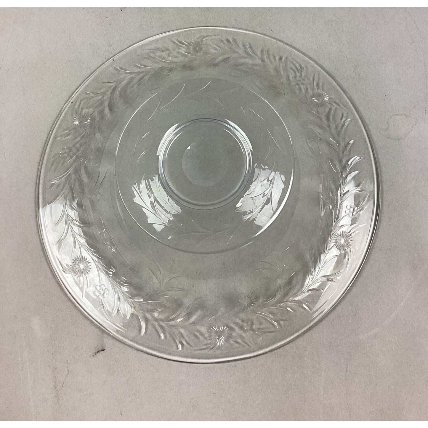 Large Vintage Glass Floral Salad Serving Bowl - 12”D