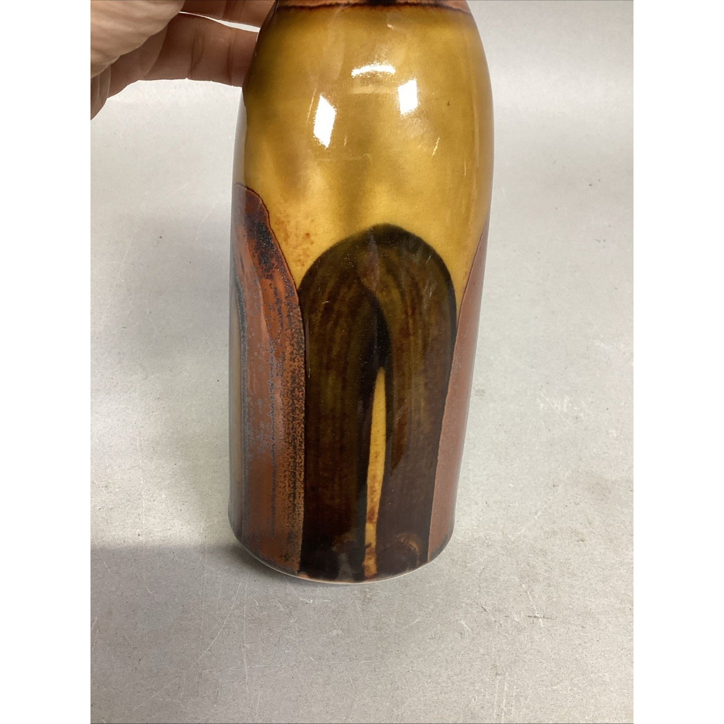 Vintage Stoneware Pottery Gloss Glazed Vase - 7.25”H