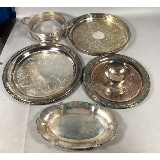 Set Of Vintage Silver Plated Serving Dishes Trays