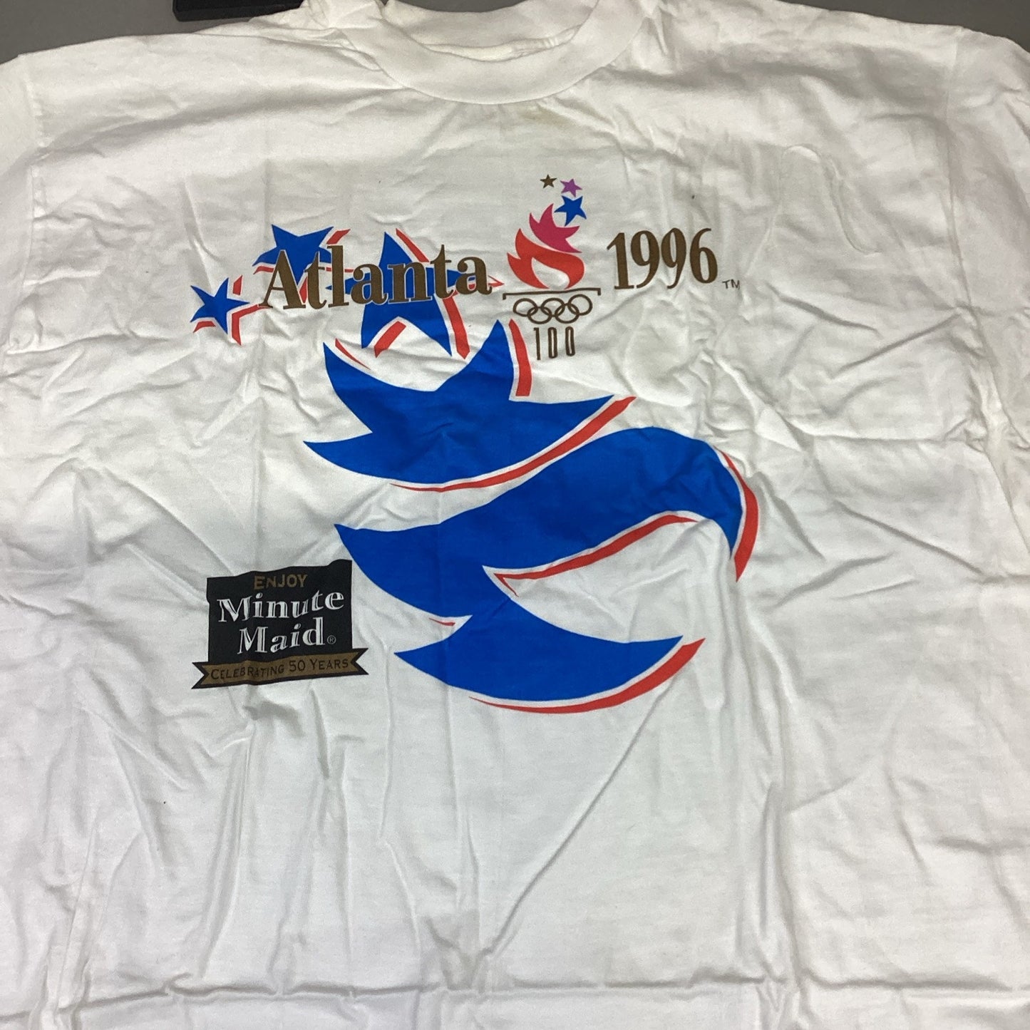 USA Commemorative Atlanta 1996 Olympics Minute Maid XL T-Shirt/7 Pins/Medallion