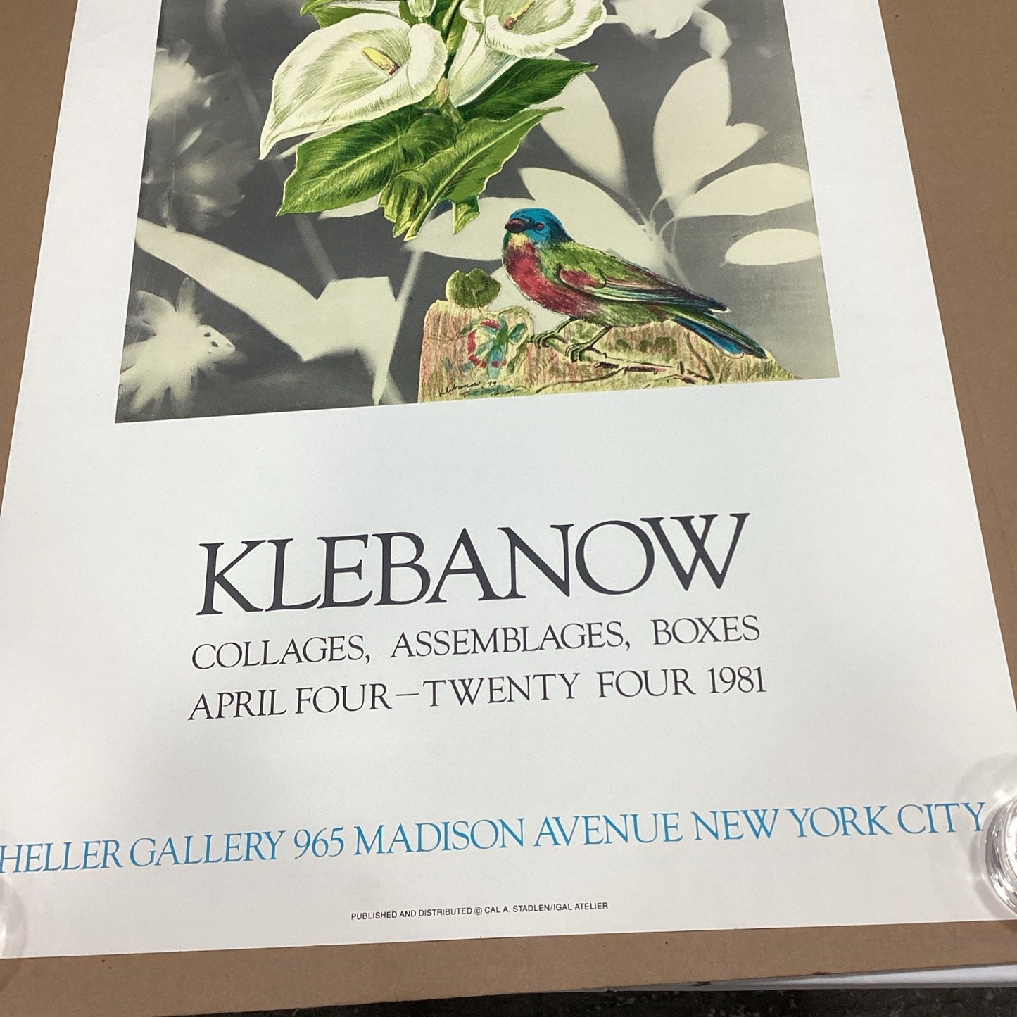 1981 Klebanow Heller Gallery Art Poster - 35x23.25” - Bird And Flower
