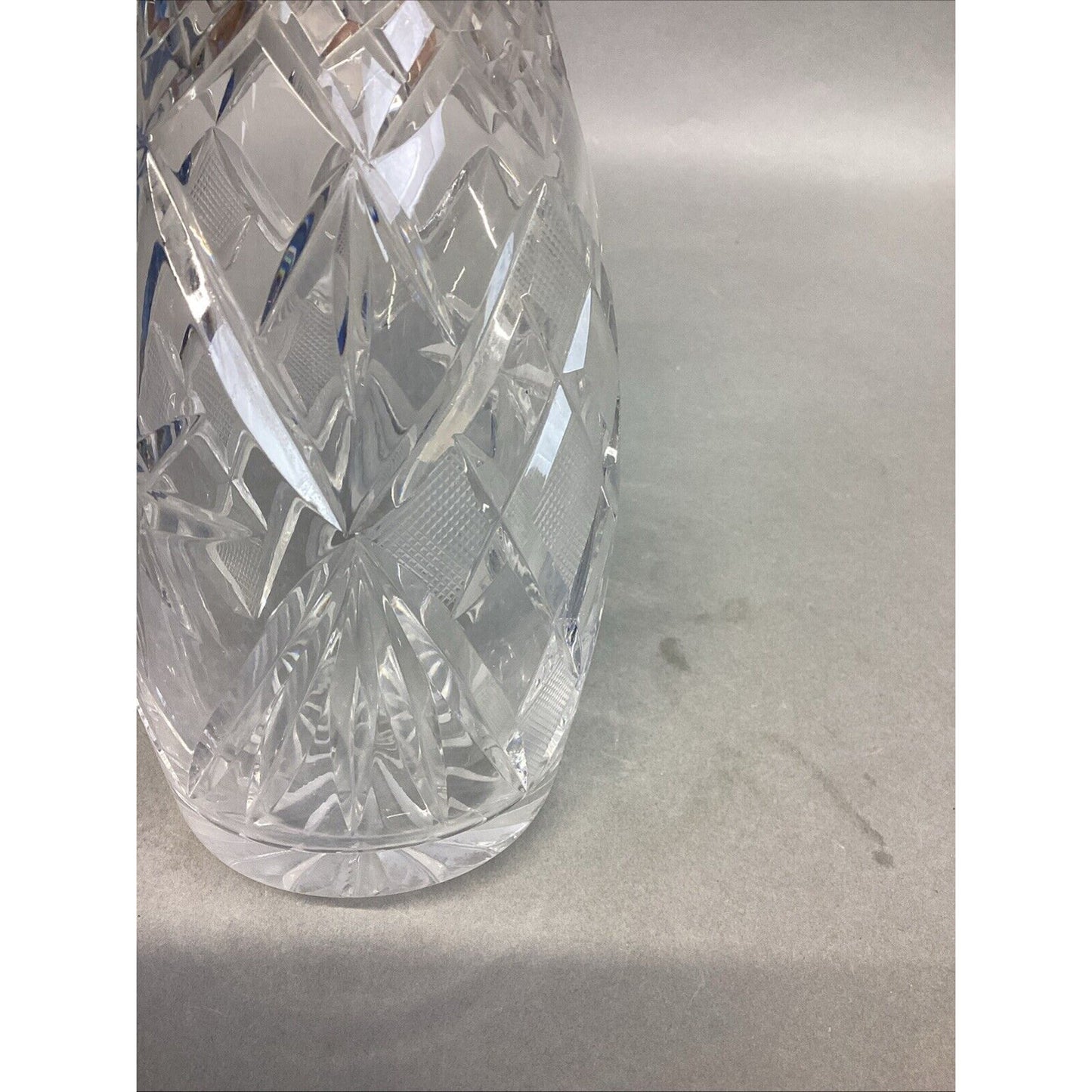 Decorative Cut Glass Decanter With Matching Stopper - 14.5”H