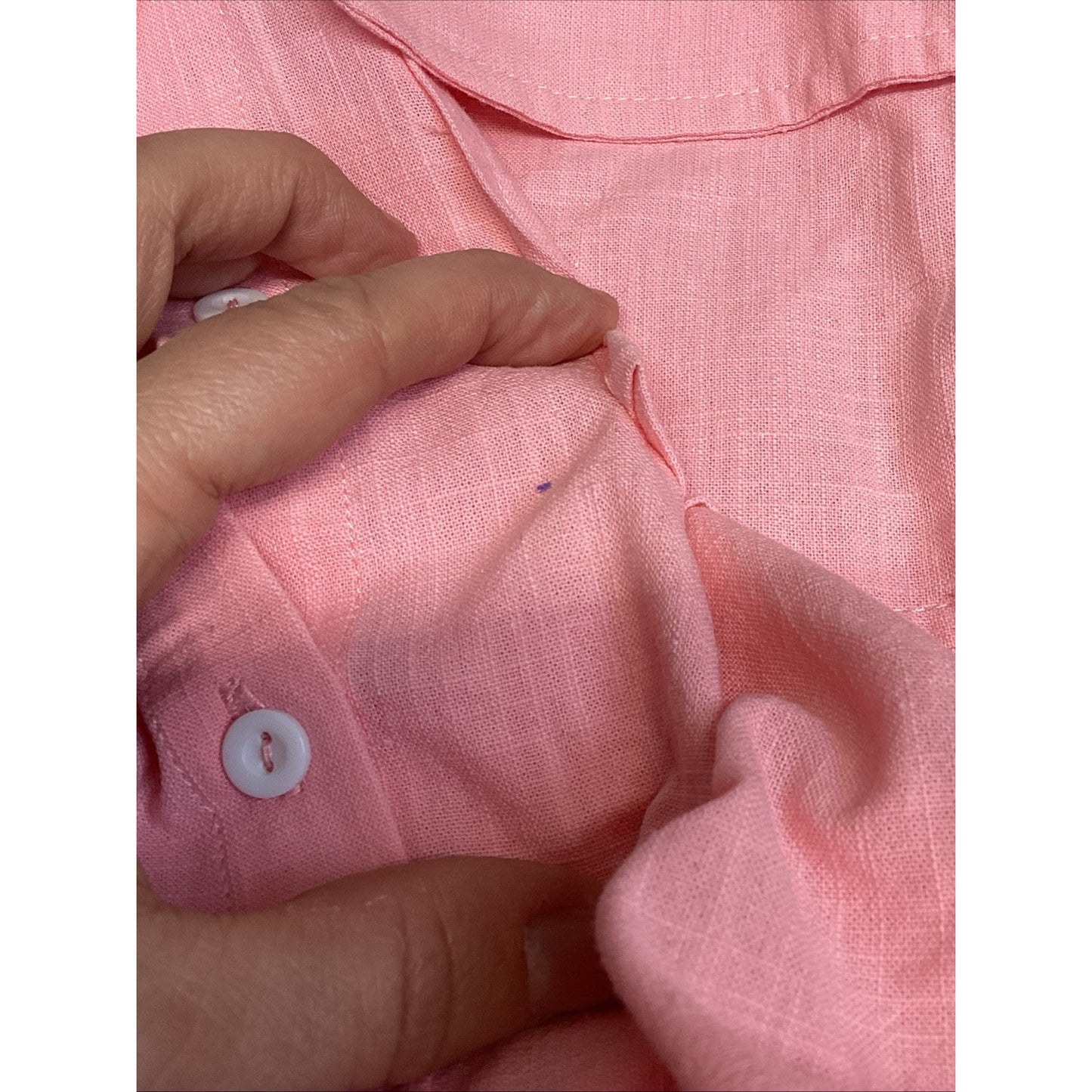 Women’s Pink Long Sleeve Button Up Colored Shirt W/ 2 Front Pockets - Medium