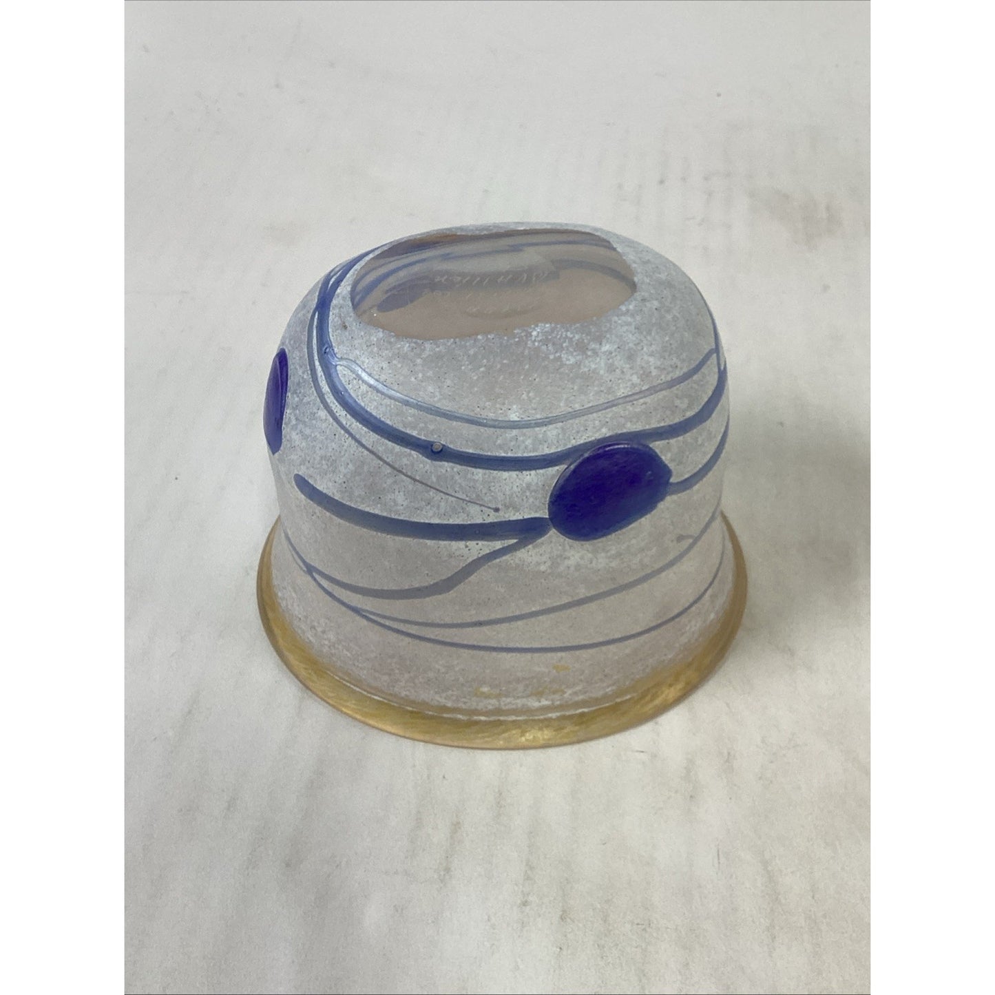 KOSTA BODA Signed Bertil Vallien BLUE GALAXY Sweden #58016 Glass Oval Bowl Vase