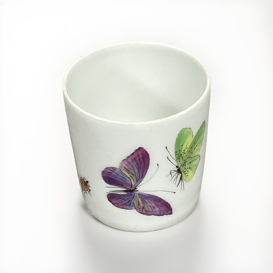 Limoges France Butterfly Porcelain Toothpick Holder Trinket Dish - 2”H